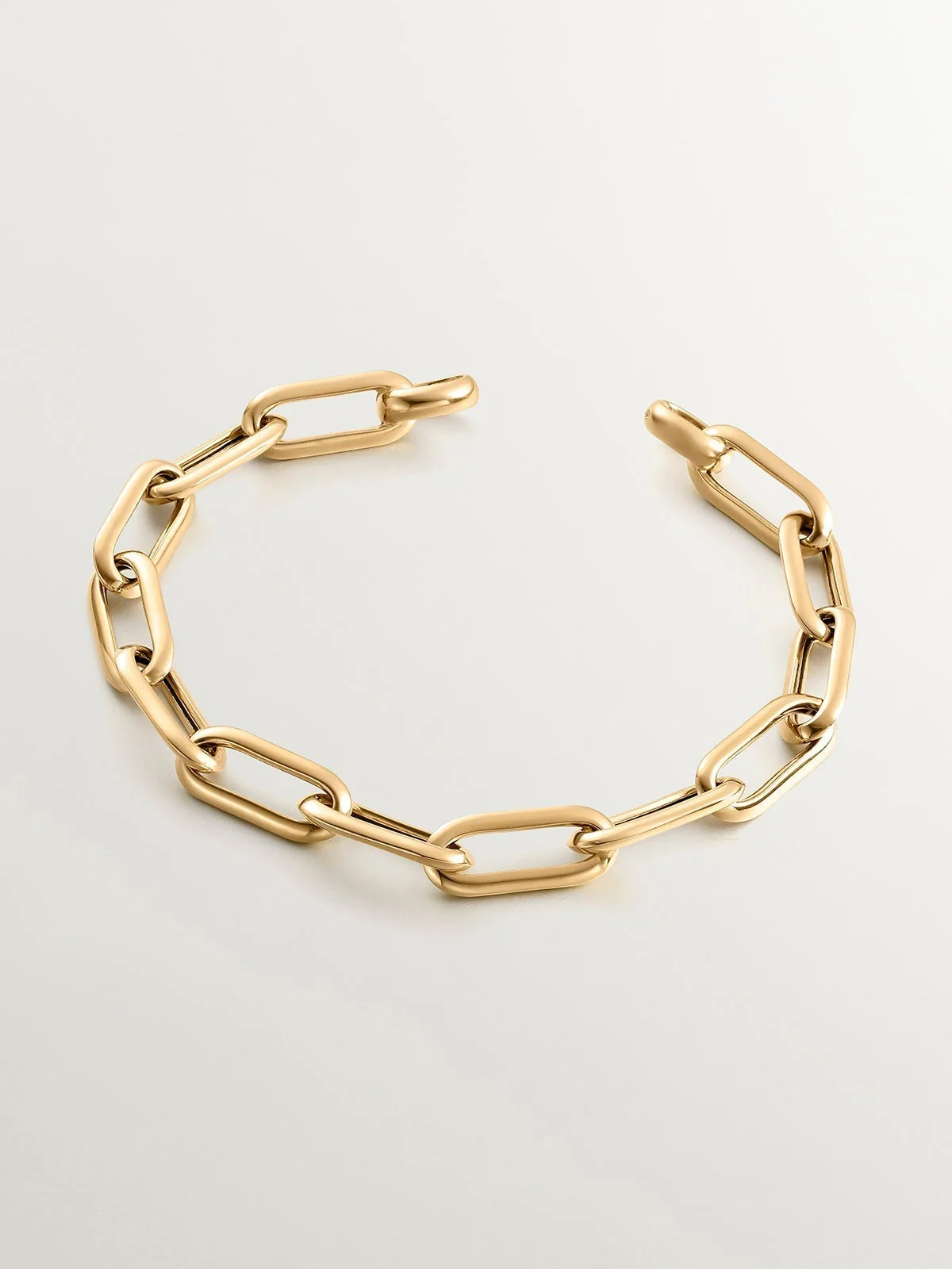 Pulsera de eslabones forza rectangulares de plata 925 bañada en oro amarillo de 18K
