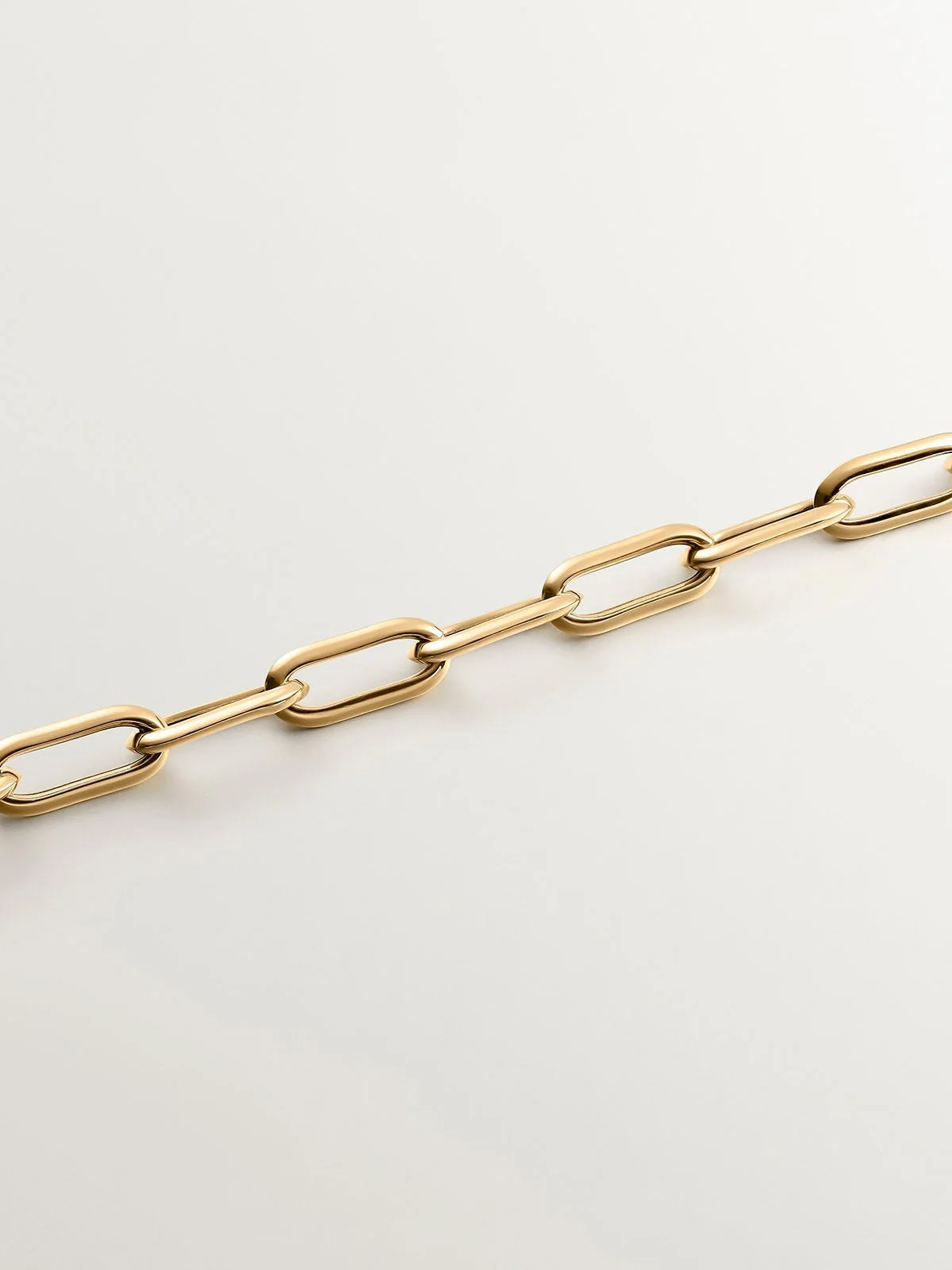 Pulsera de eslabones forza rectangulares de plata 925 bañada en oro amarillo de 18K - Image 3