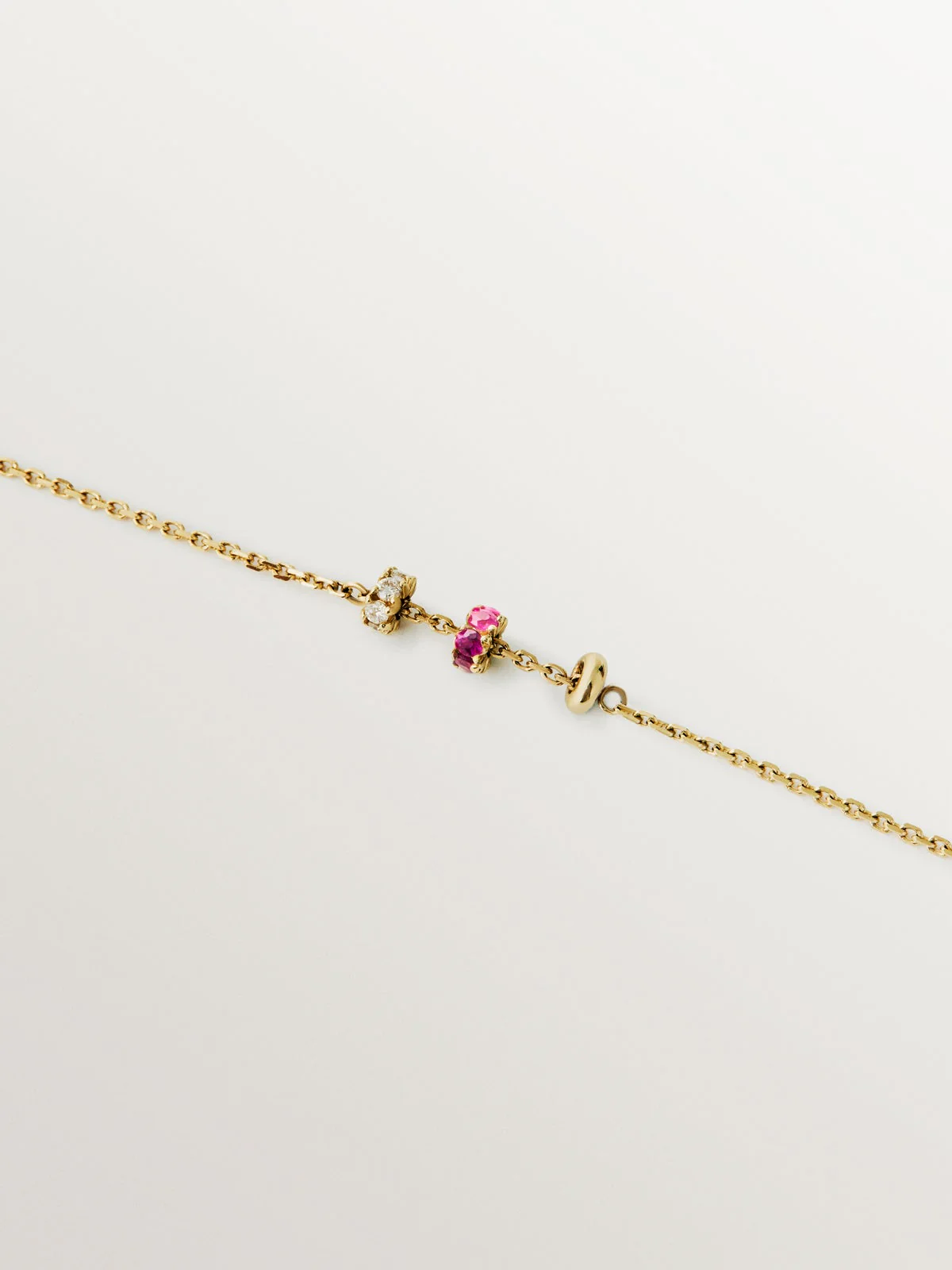 Pulsera de oro amarillo de 9K con rubís y diamantes - Image 3