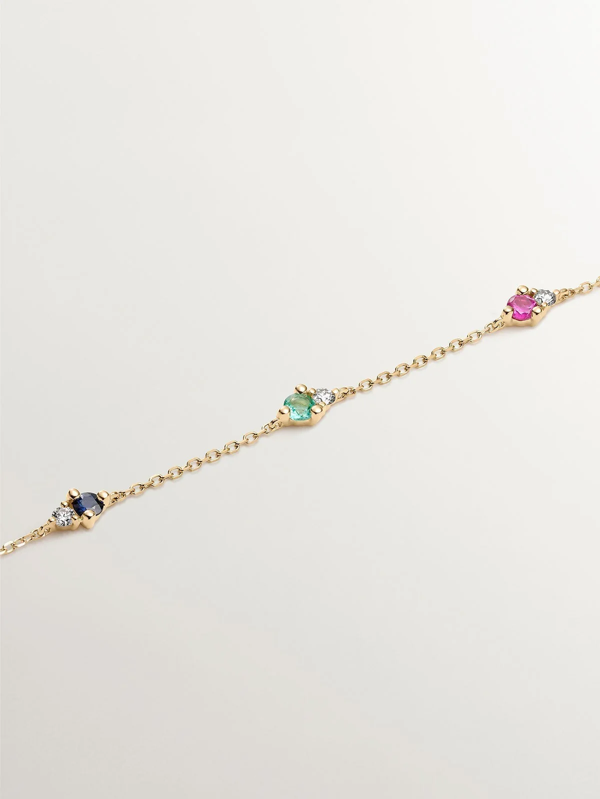 Pulsera de oro amarillo de 9K con zafiro, esmeralda, rubí y diamantes - Image 5