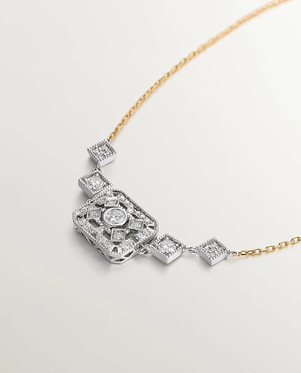 Pulsera de oro blanco y amarillo de 18K con diamantes en talla brillante - Image 3