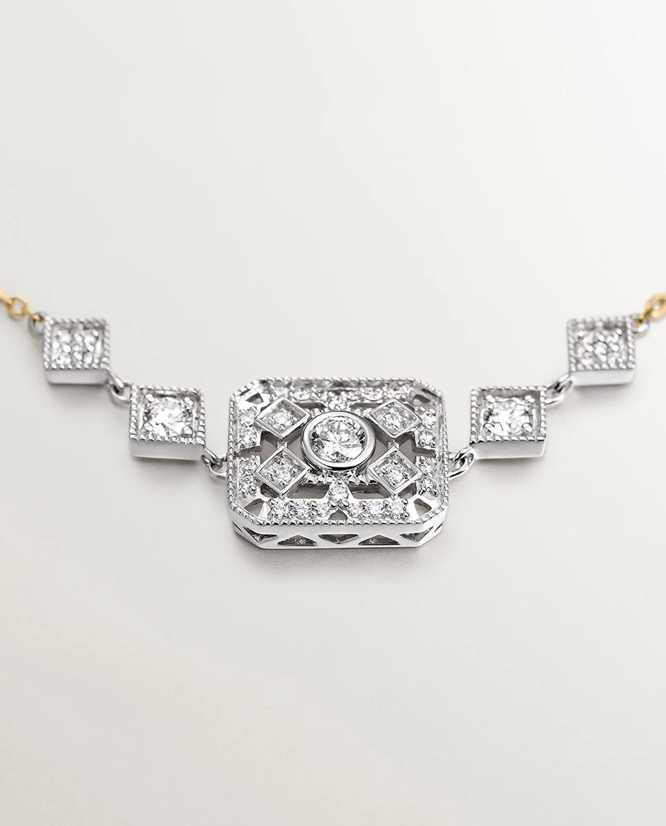 Pulsera de oro blanco y amarillo de 18K con diamantes en talla brillante - Image 8
