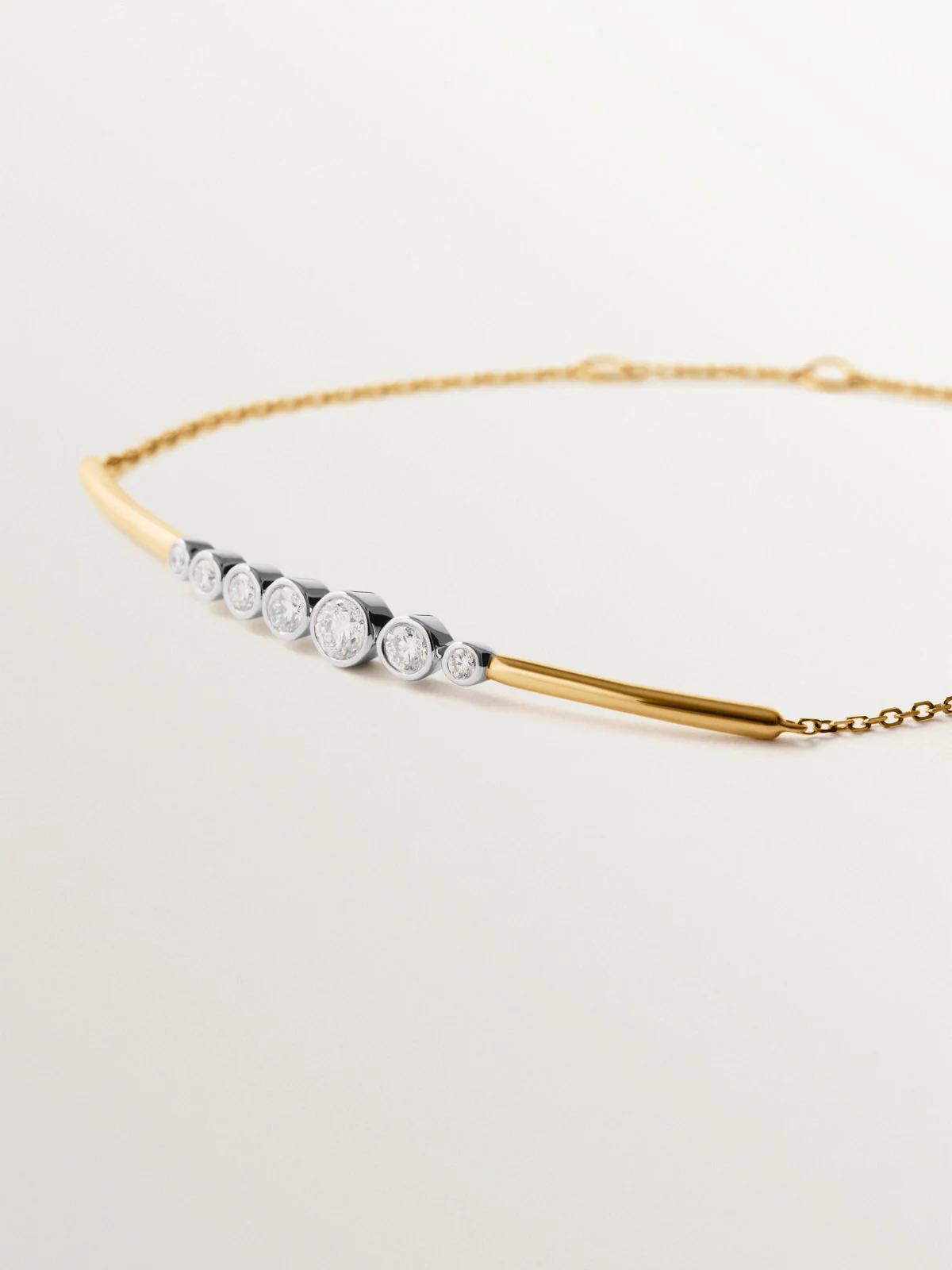Pulsera de oro blanco y amarillo de 9K con diamantes - Image 3