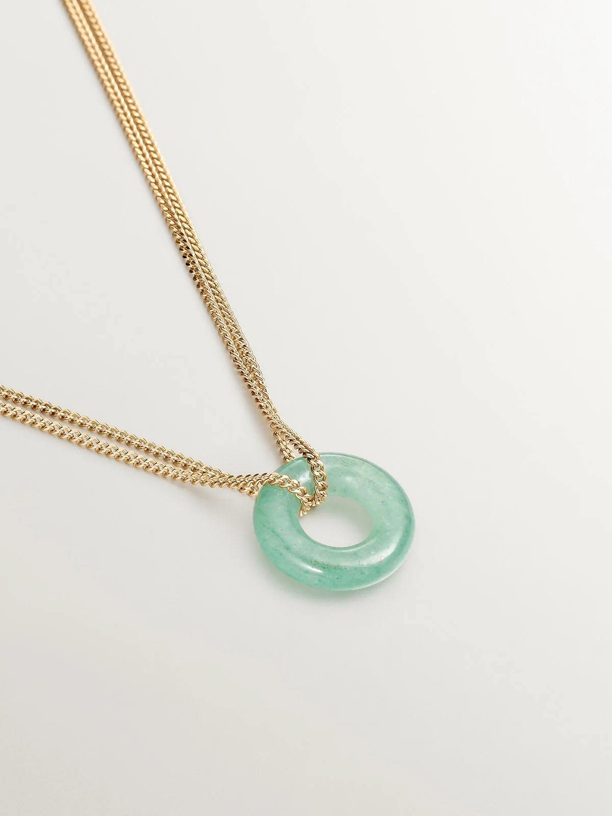 Pulsera de plata 925 bañada en oro amarillo de 18K con aventurina verde - Image 3