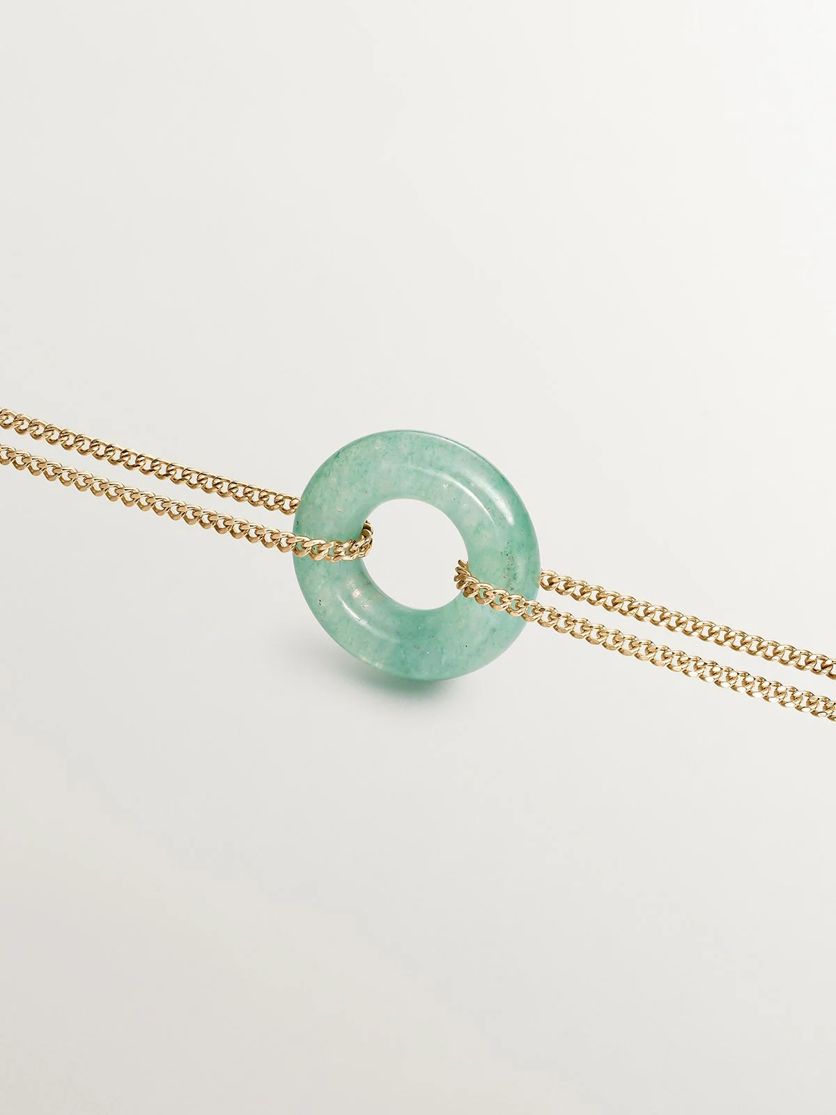 Pulsera de plata 925 bañada en oro amarillo de 18K con aventurina verde - Image 5