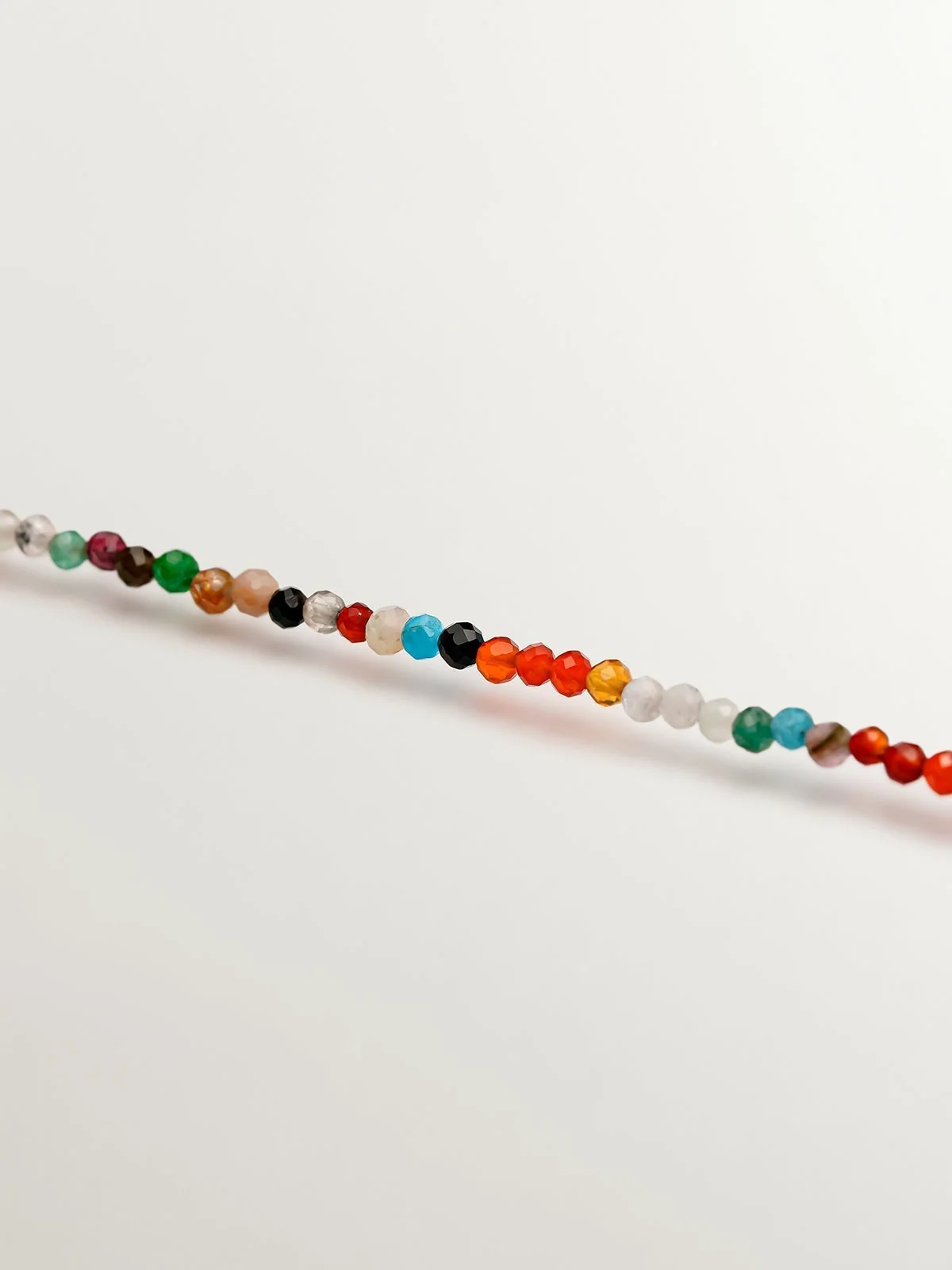 Pulsera de plata 925 bañada en oro amarillo de 18K con bolitas de piedras preciosas multicolor - Image 3