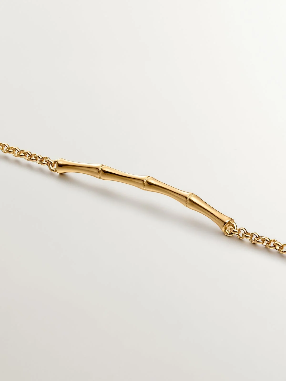 Pulsera de plata 925 bañada en oro amarillo de 18K con caña de bambú - Image 3