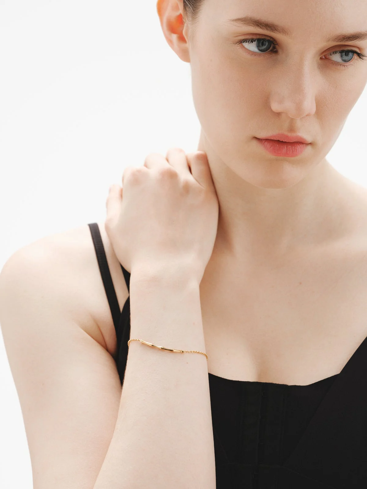 Pulsera de plata 925 bañada en oro amarillo de 18K con caña de bambú - Image 4
