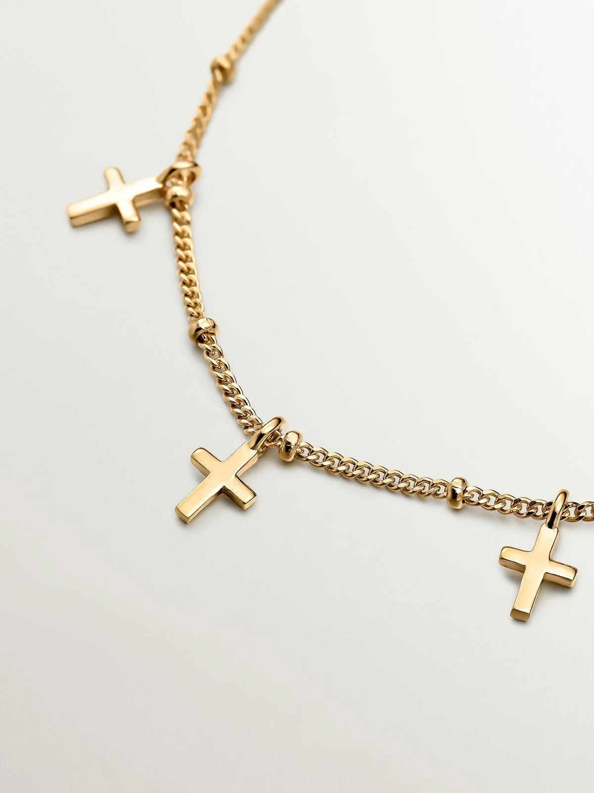 Pulsera de plata 925 bañada en oro amarillo de 18K con cruces - Image 3