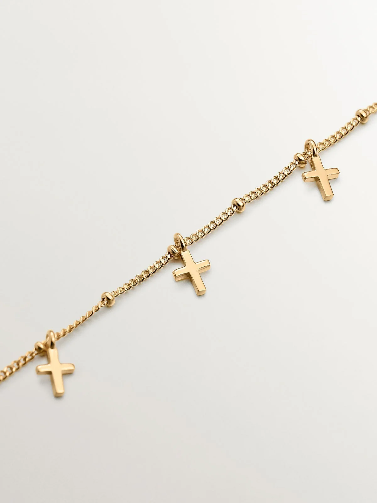 Pulsera de plata 925 bañada en oro amarillo de 18K con cruces - Image 5