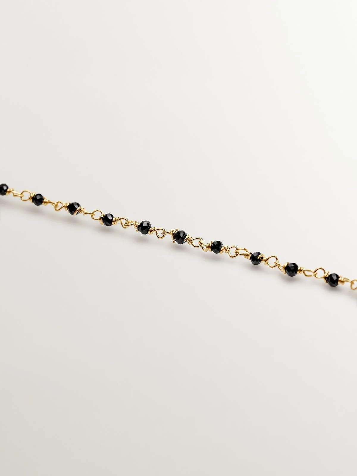 Pulsera de plata 925 bañada en oro amarillo de 18K con espinela negra - Image 3