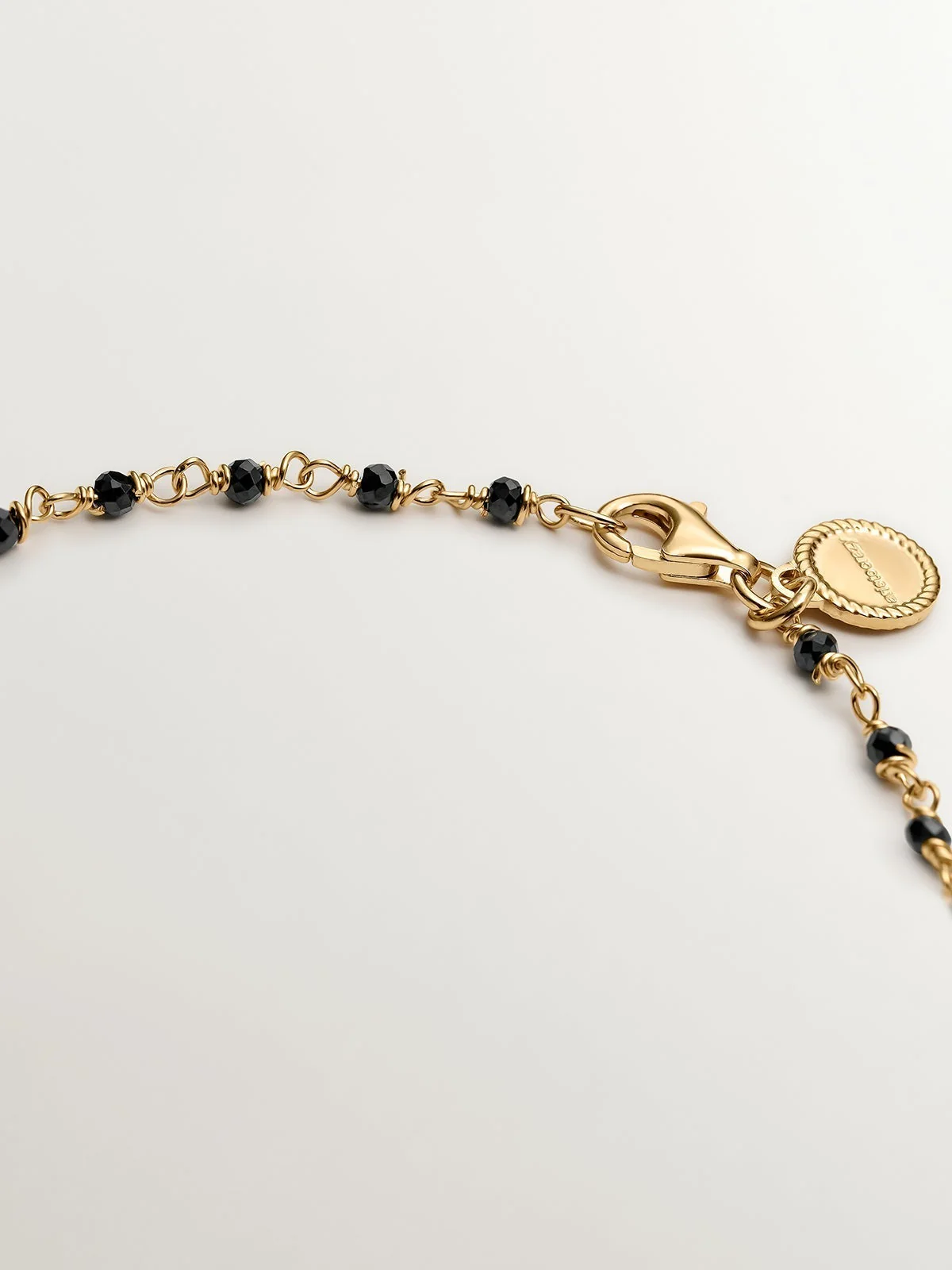 Pulsera de plata 925 bañada en oro amarillo de 18K con espinela negra - Image 5