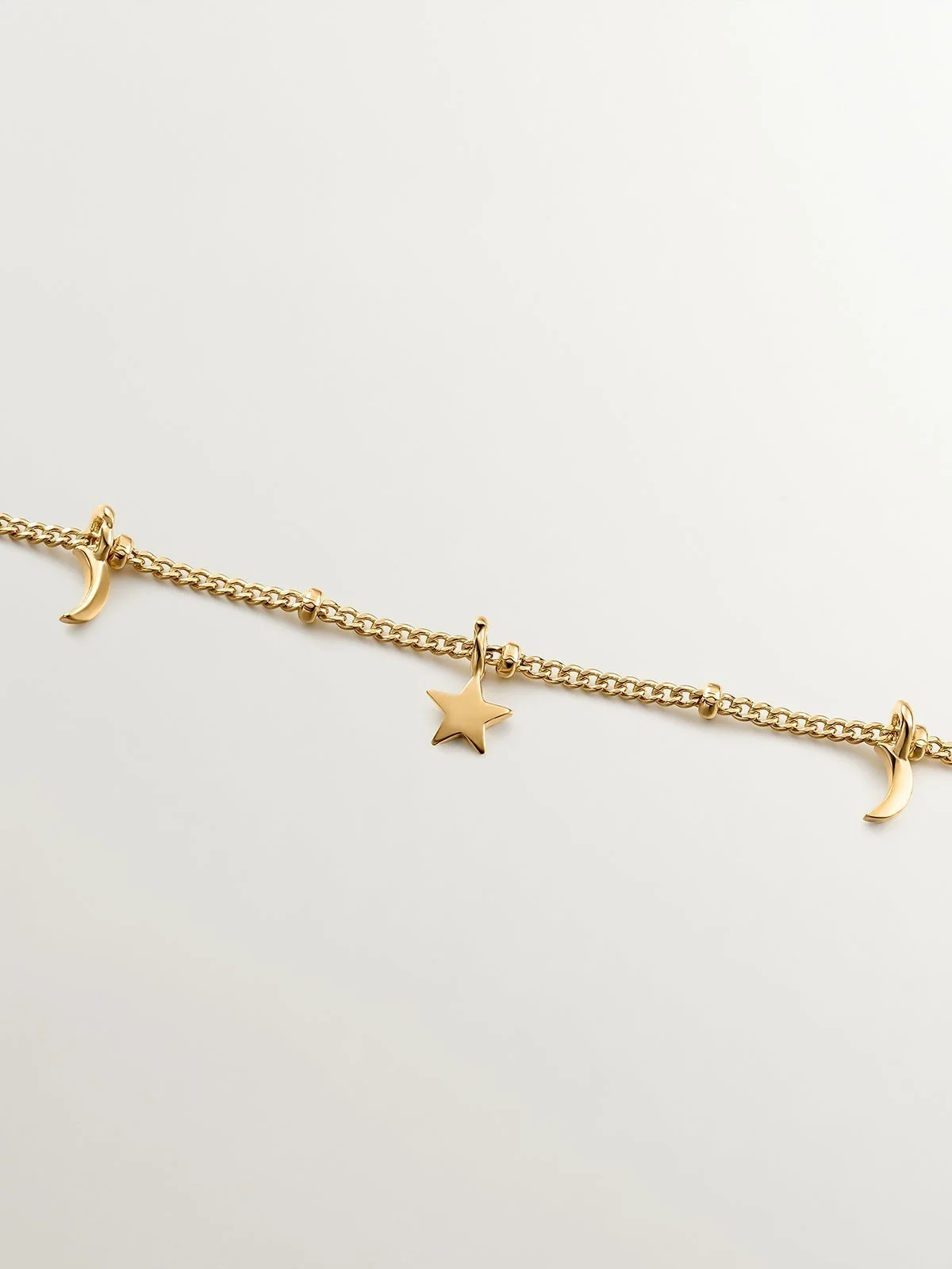 Pulsera de plata 925 bañada en oro amarillo de 18K con lunas y estrellas - Image 6