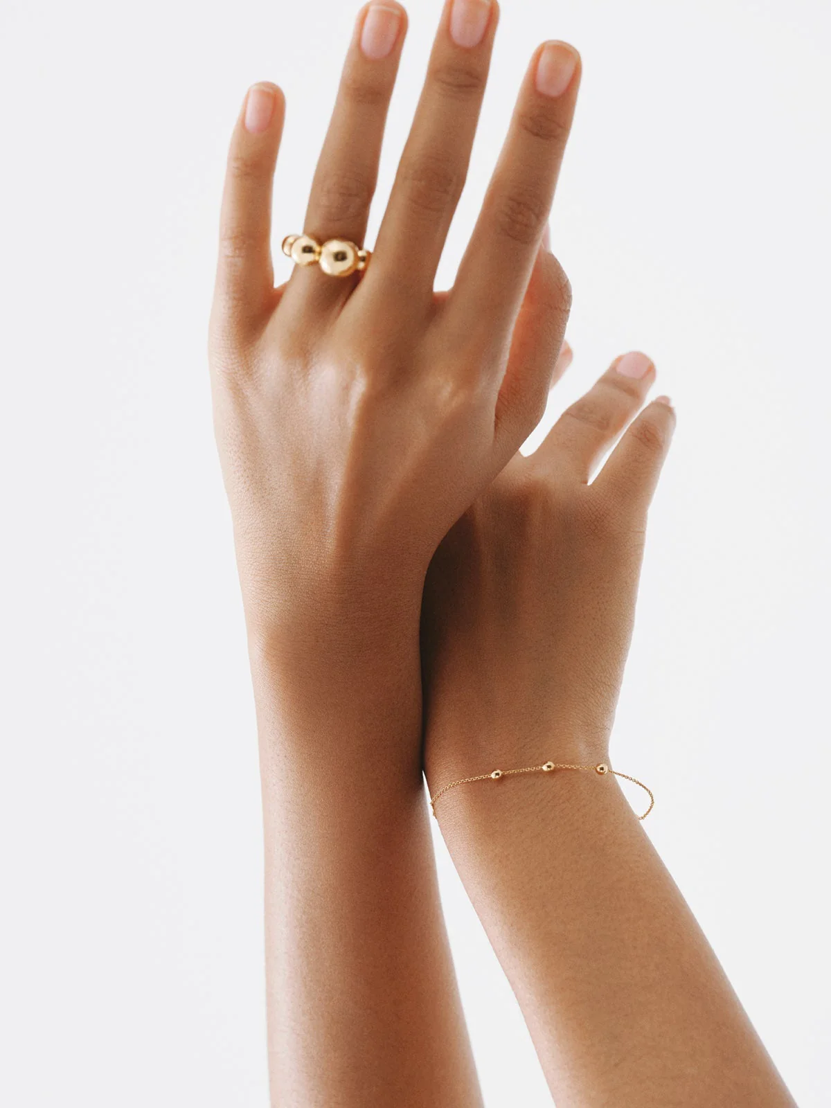 Pulsera de plata 925 bañada en oro amarillo de 18K con motivo de esferas - Image 6