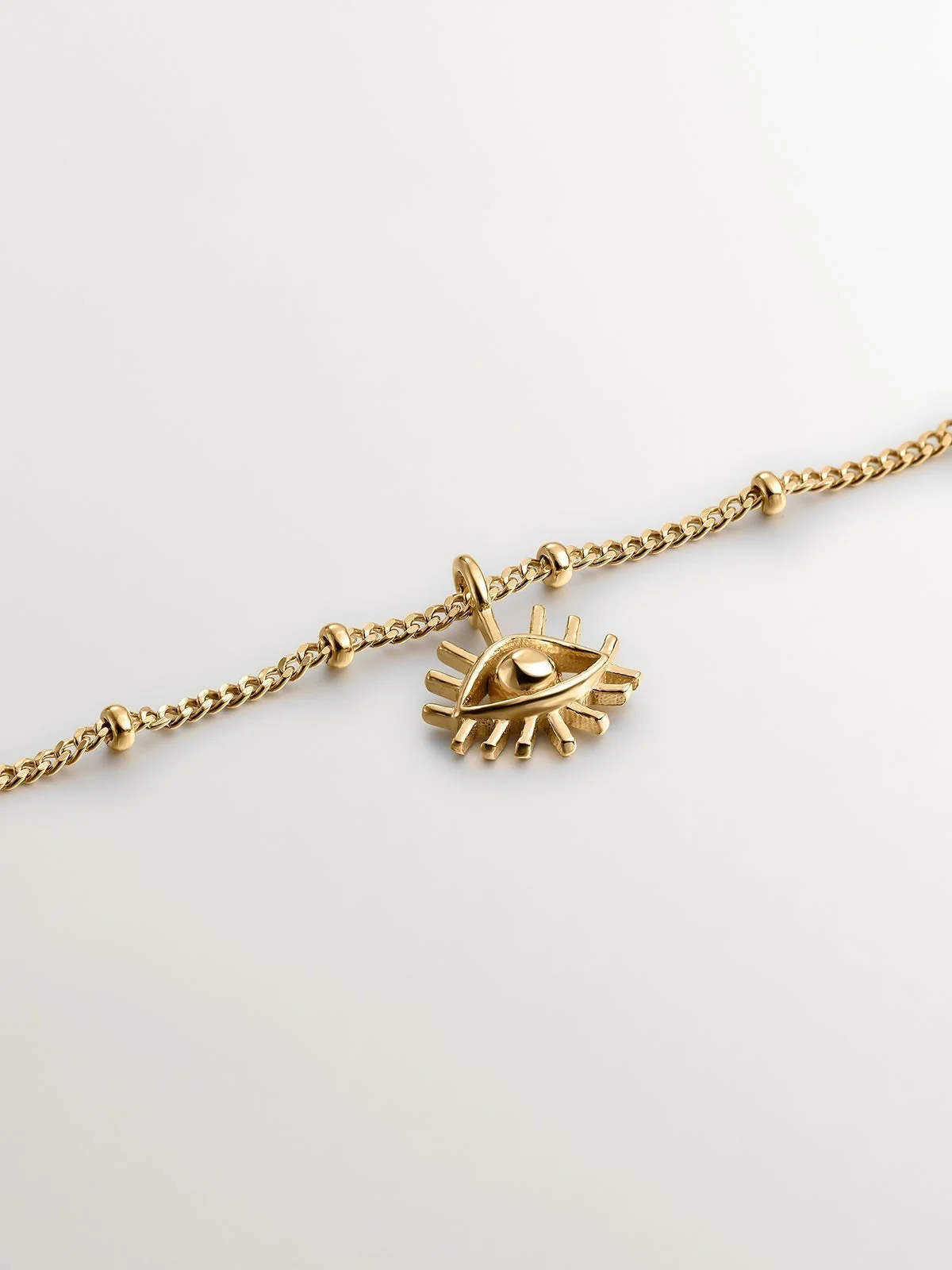Pulsera de plata 925 bañada en oro amarillo de 18K con motivos de seta, cruz, ojo, concha y estrella - Image 3