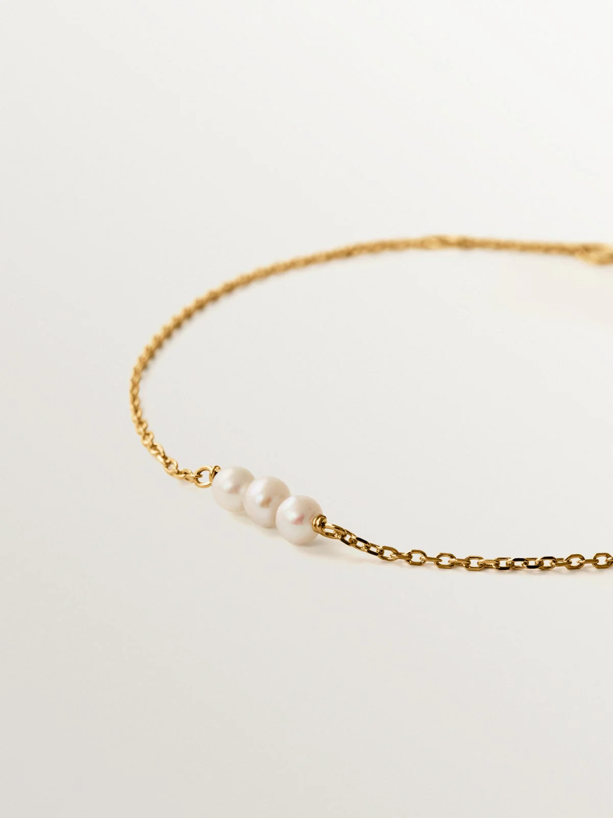 Pulsera de plata 925 bañada en oro amarillo de 18K con perlas - Image 3