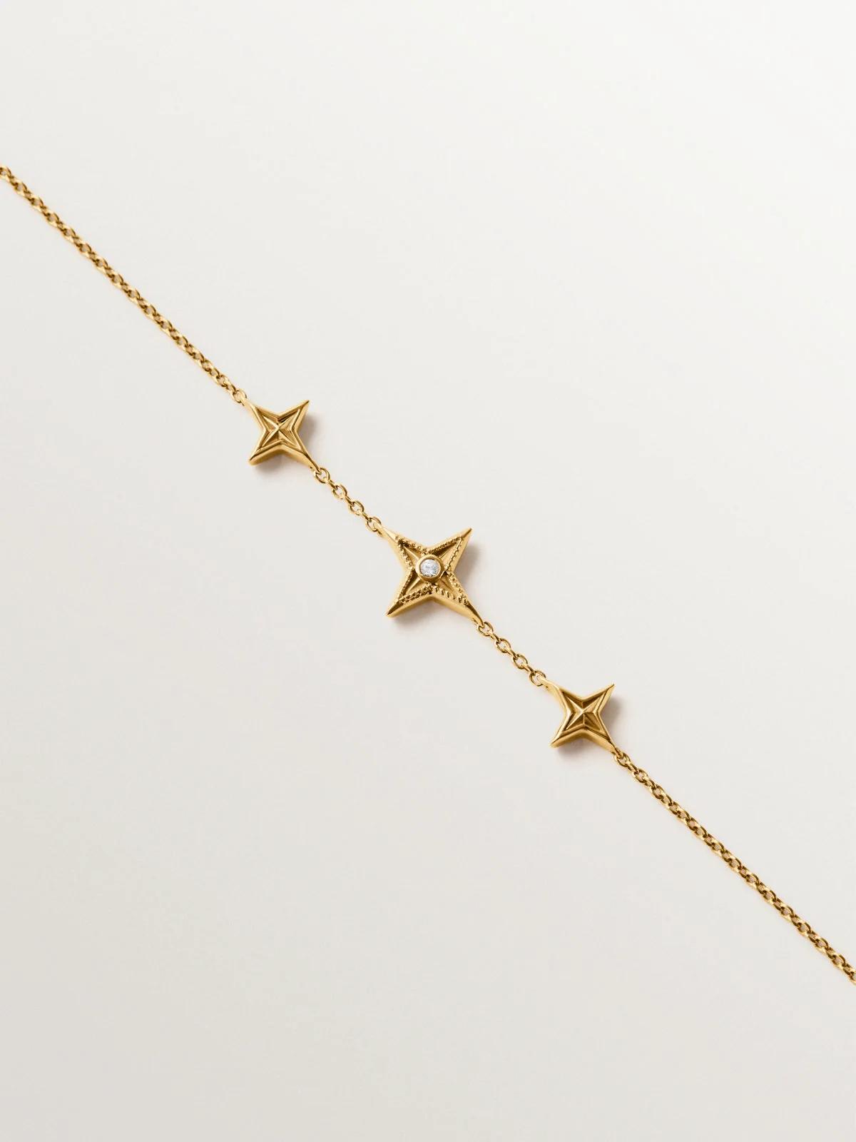 Pulsera de plata 925 bañada en oro amarillo de 18K con topacio blanco y forma de estrellas - Image 3