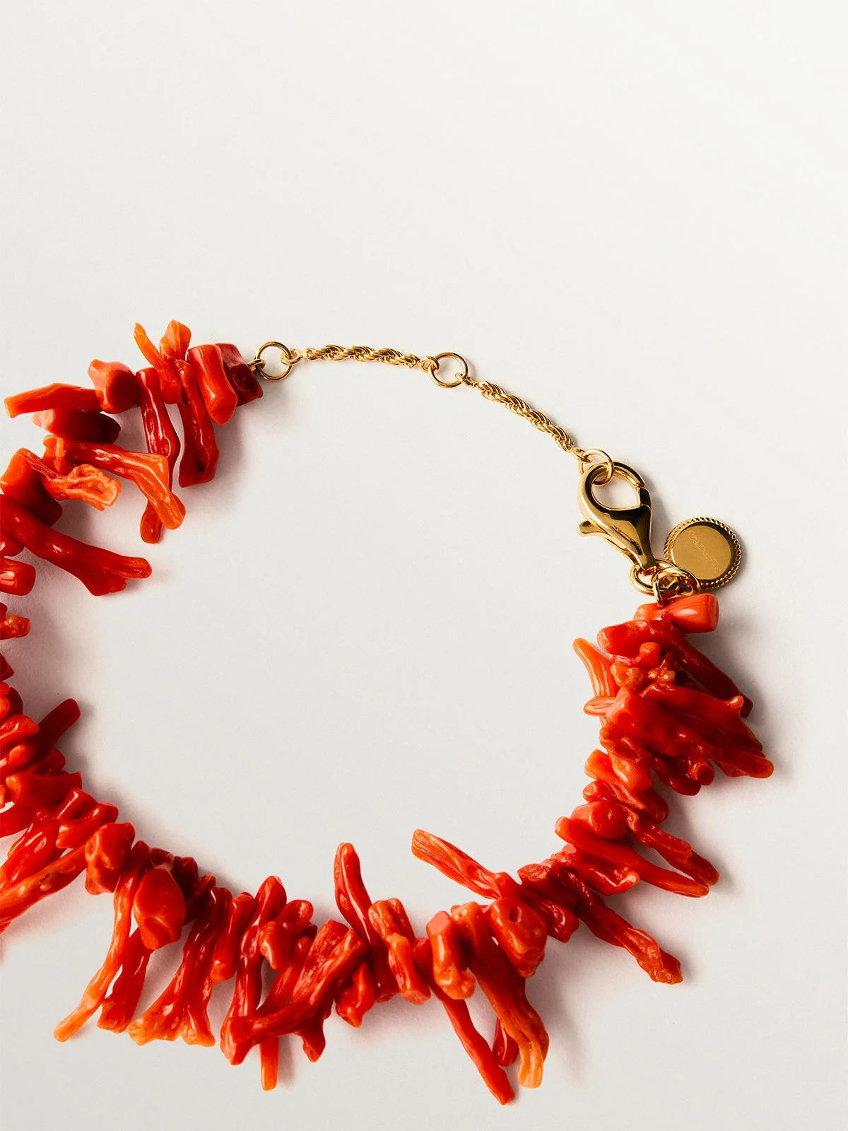 Pulsera de plata 925 bañada en oro de 18K con coral natural - Image 3