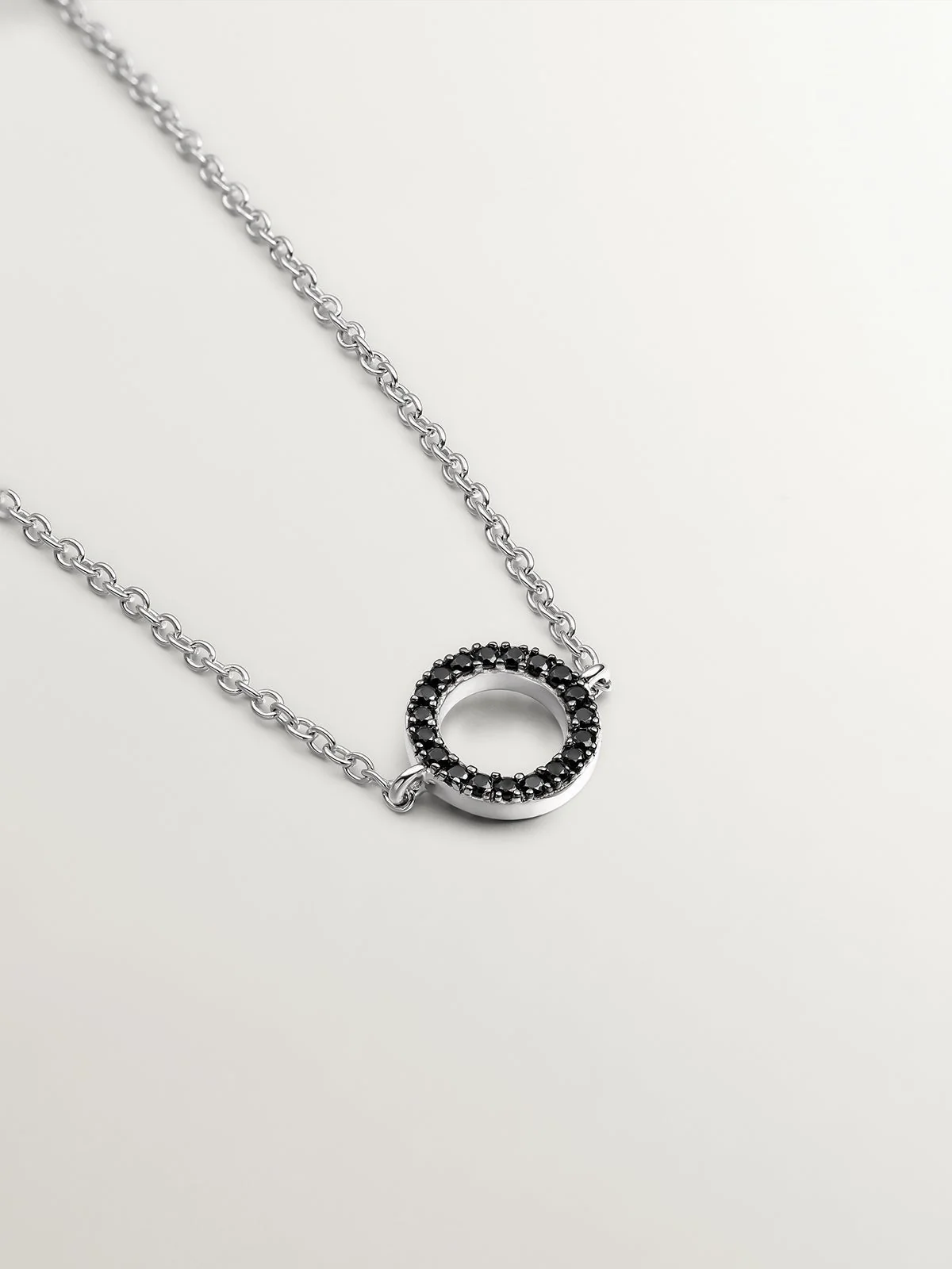 Pulsera de plata 925 con círculo de espinelas negras - Image 3