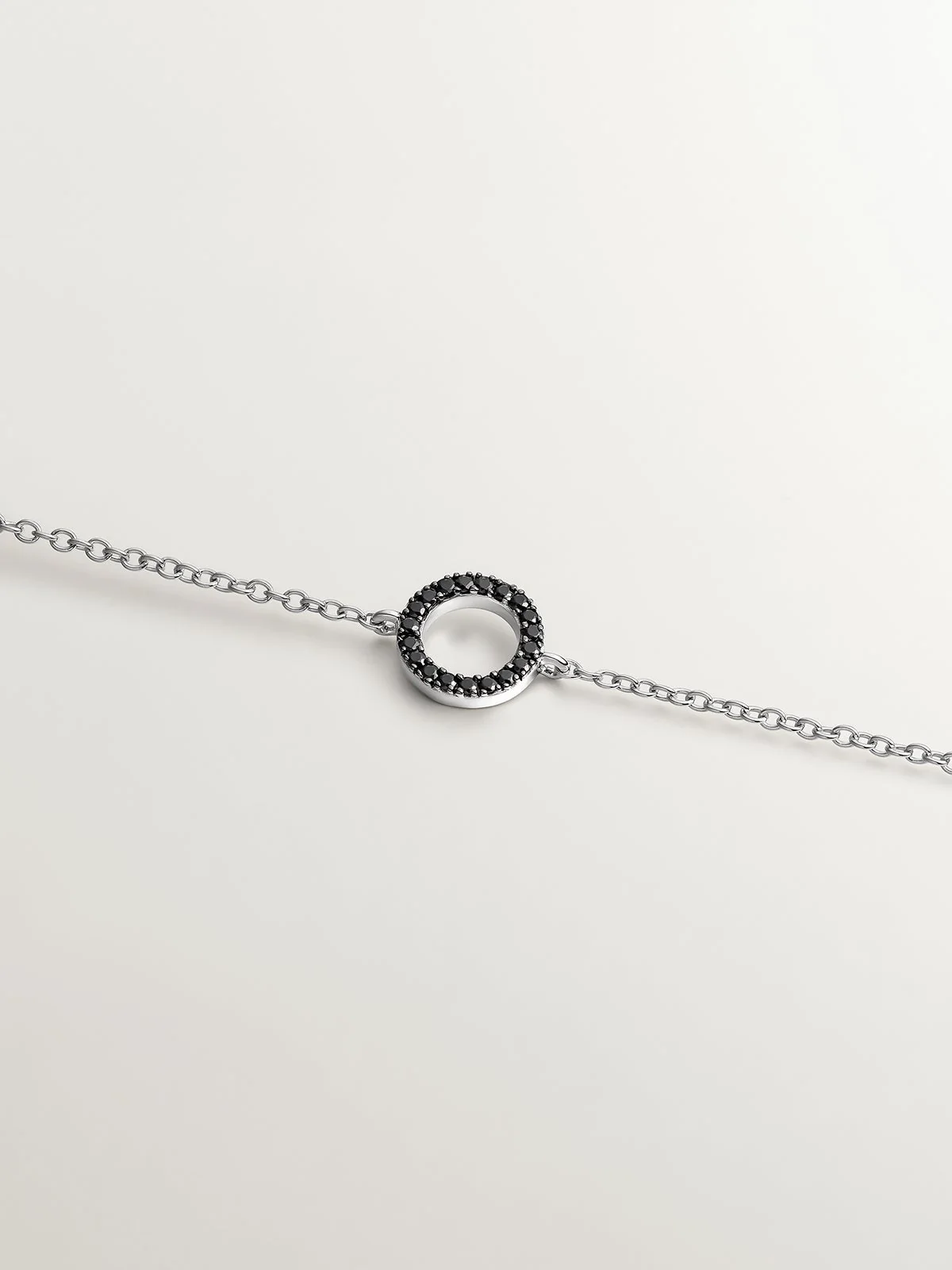 Pulsera de plata 925 con círculo de espinelas negras - Image 5