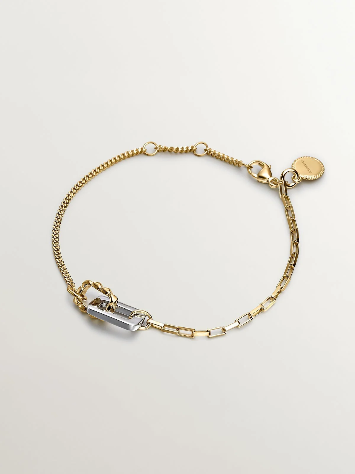 Pulsera de plata 925 y plata 925 bañada en oro amarillo de 18K