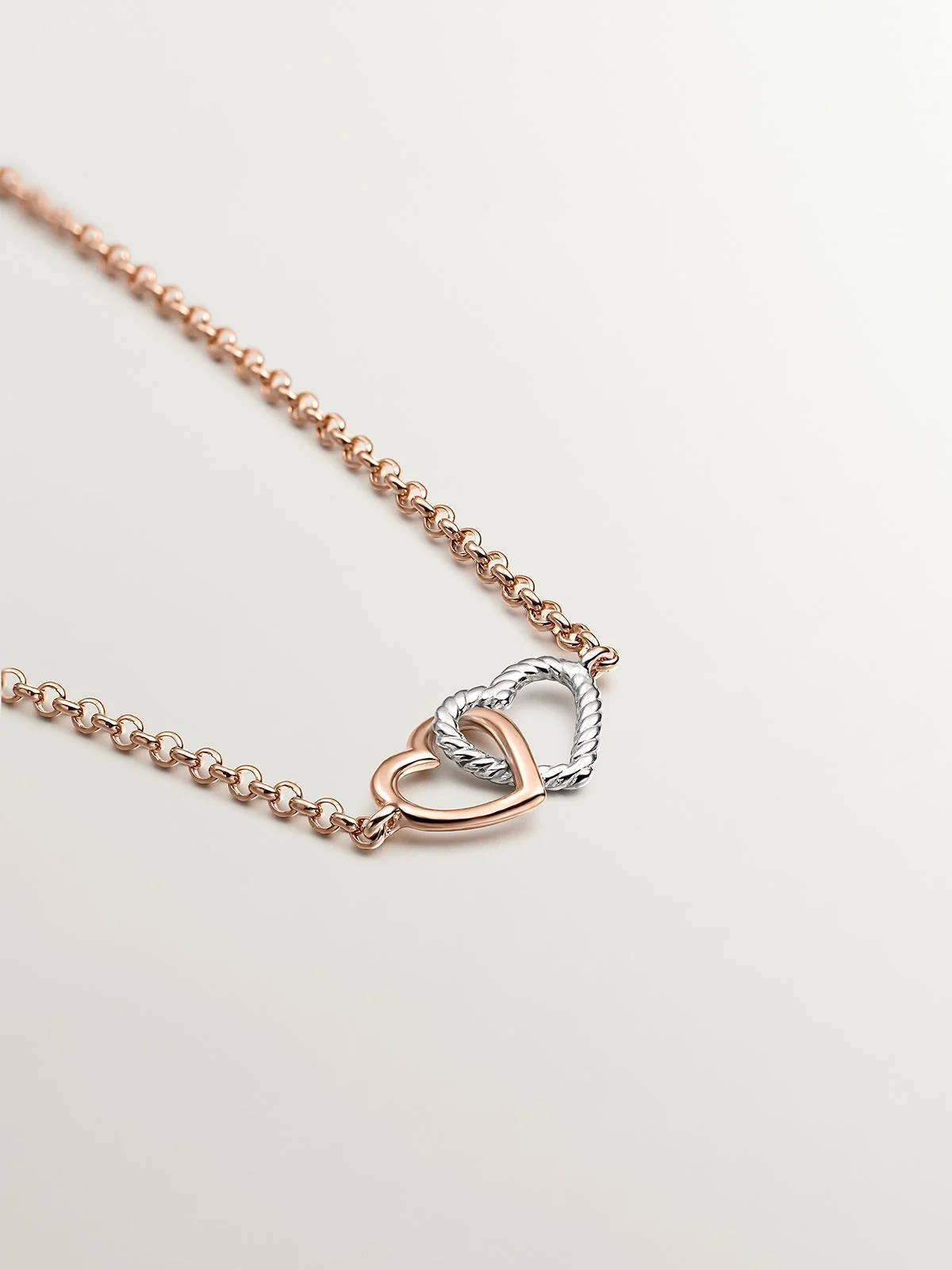 Pulsera plata 925 bañada en oro rosa de 18K y corazón de plata 925 - Image 3