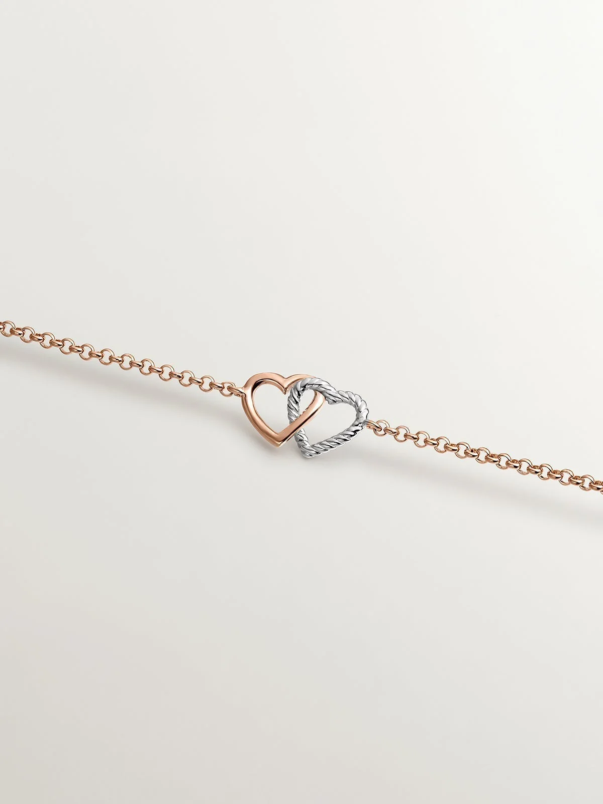 Pulsera plata 925 bañada en oro rosa de 18K y corazón de plata 925 - Image 5