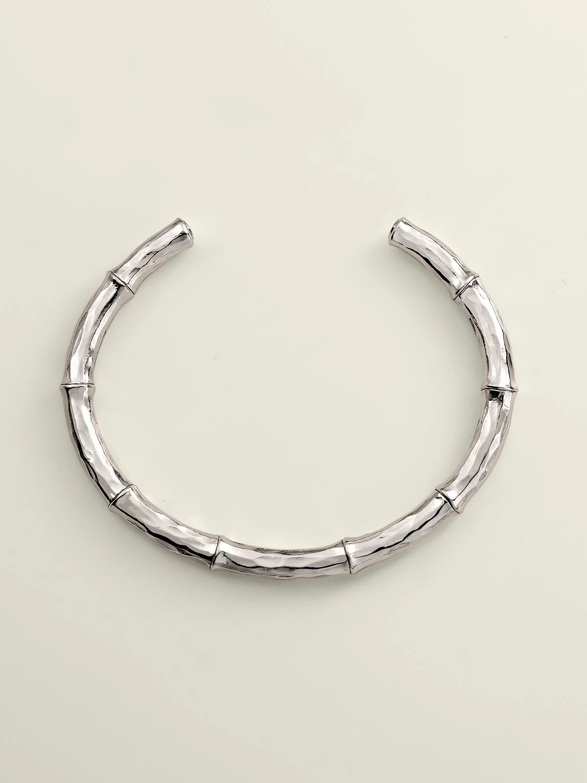Pulsera tipo brazalete de plata 925 con textura de bambú - Image 7