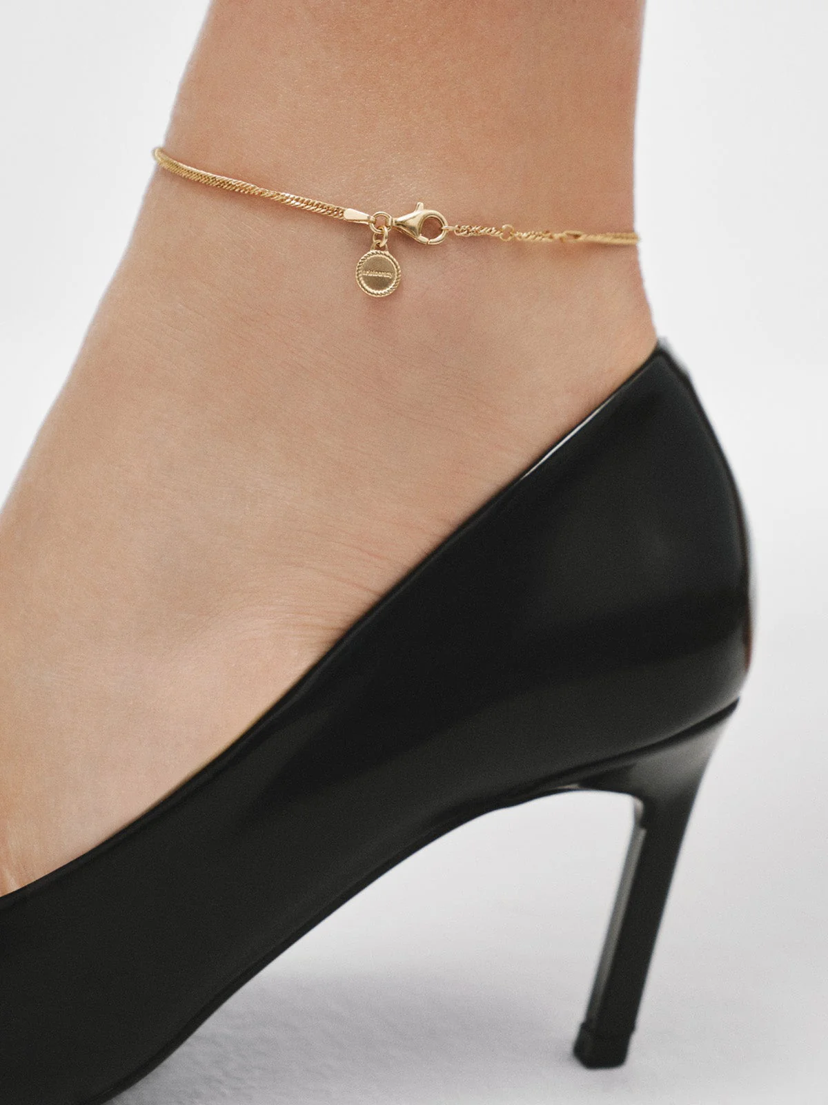Pulsera tobillera de eslabones de plata 925 bañada en oro amarillo de 18K - Image 4