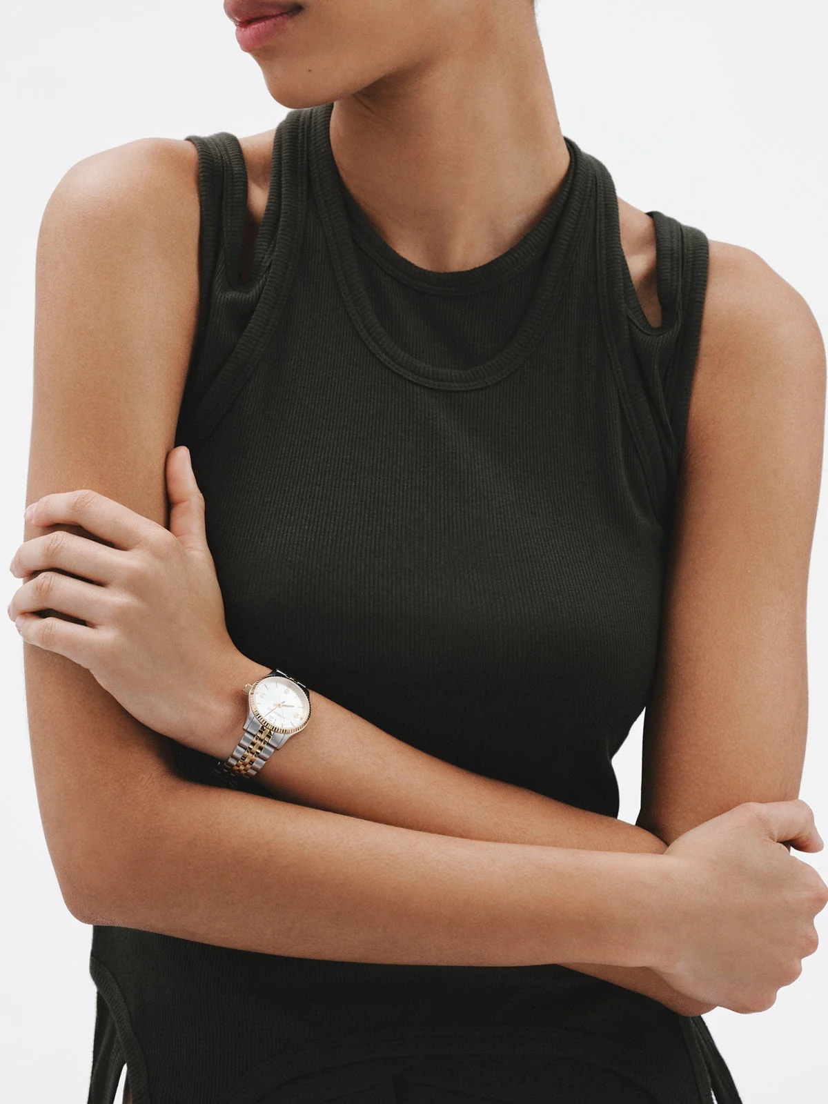 Reloj St. Barth Armis con correa de acero gris y amarillo y esfera gris - Image 2